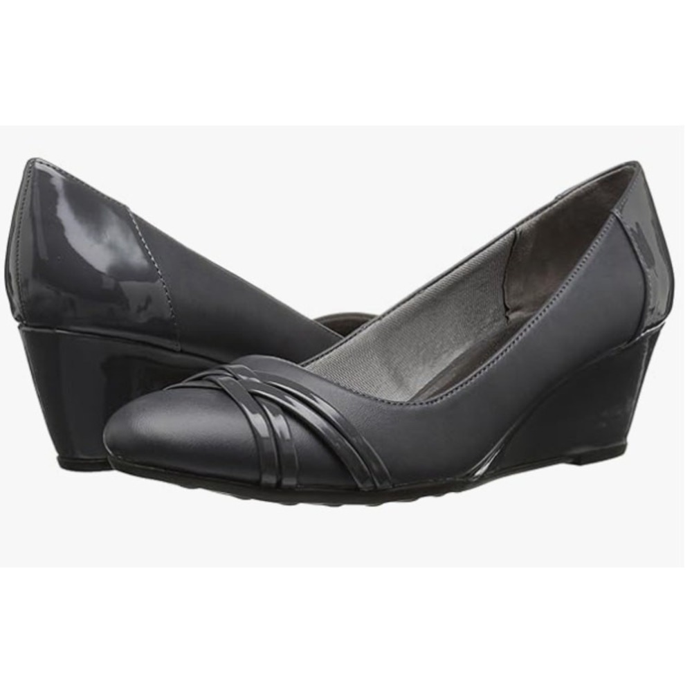 LifeStride Women's Dark Gray Wedge Pumps Comfort Soft System Shoes Size 8.5M